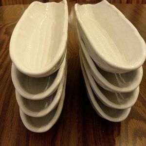 8 Lillian Vernon corn cob holders white ceramic